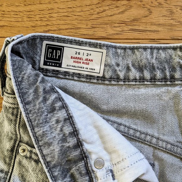 Gap High Rise Acid Wash Barrel Wide Leg Jeans Gray 26 2 100% Cotton - Picture 9 of 12